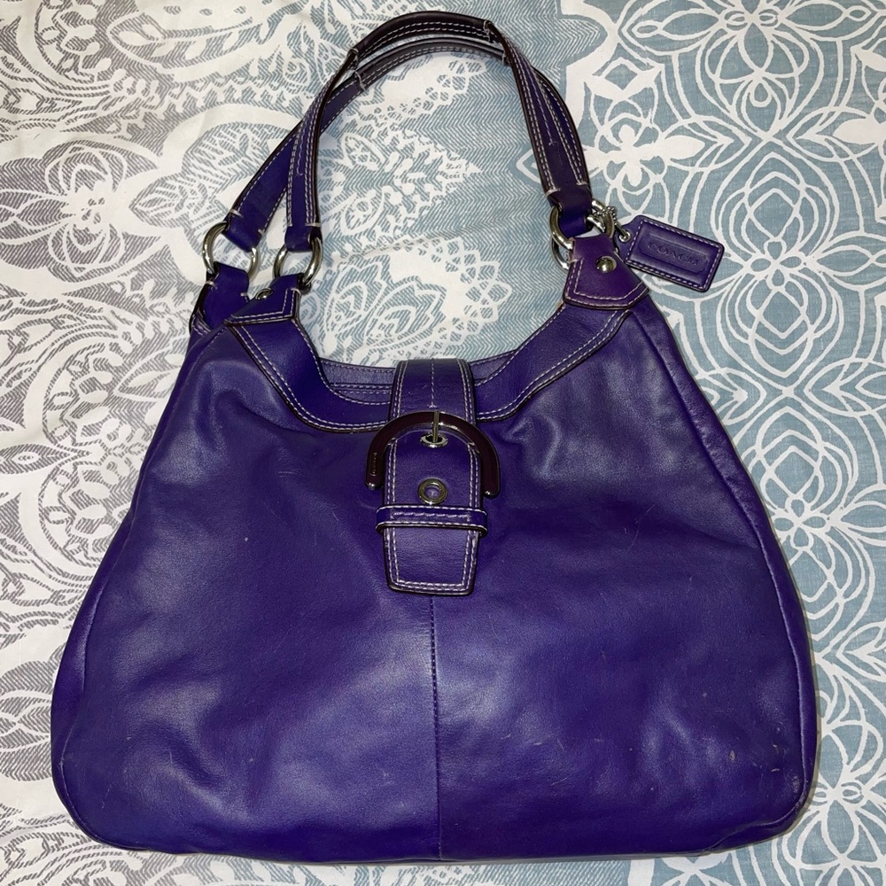 Purple Leather Coach Handbag